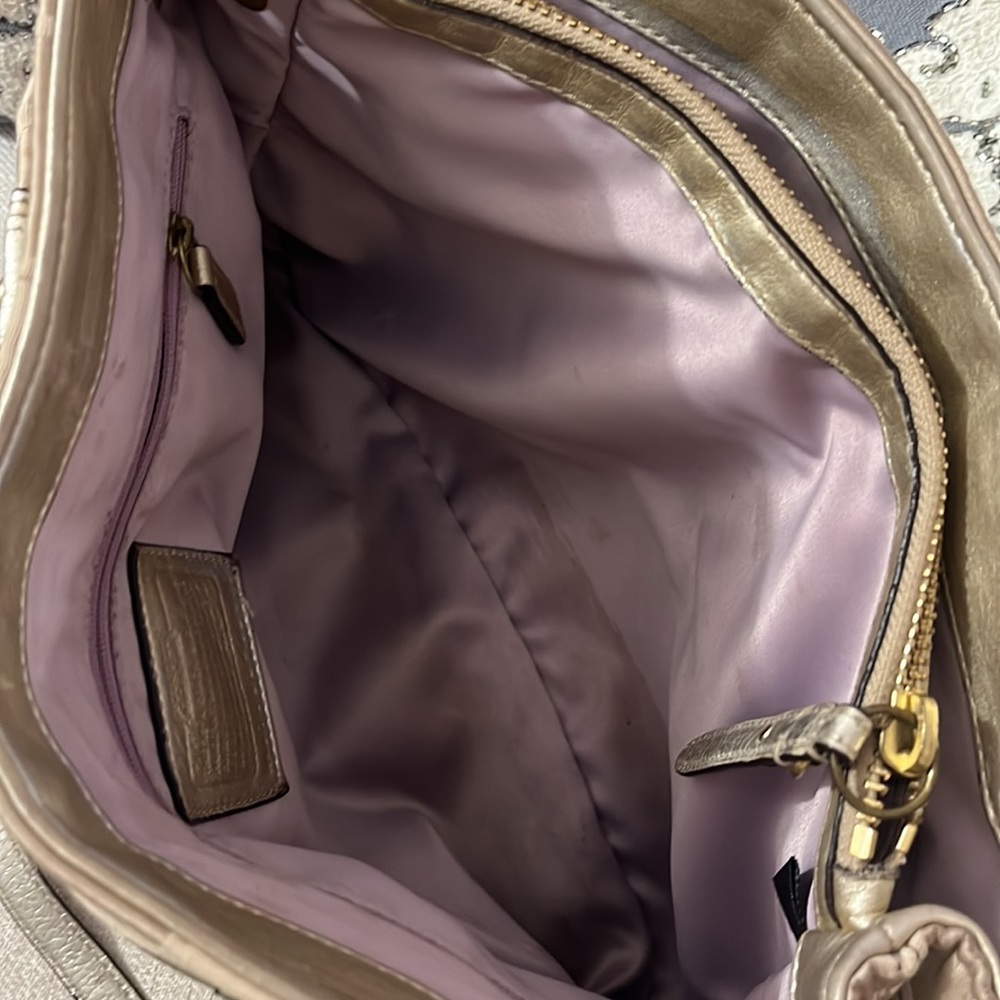 Coach Gold Metallic Colette Signature Canvas Shoulder Bag - Picture 10 of 16